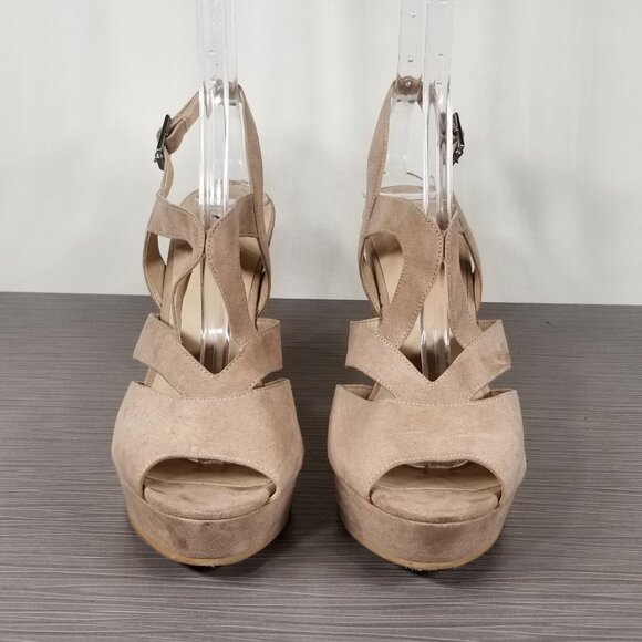 bp. Sunny Wedge Platform Sandal, Blush Faux Suede, Womens Size 8 M - Picture 2 of 12